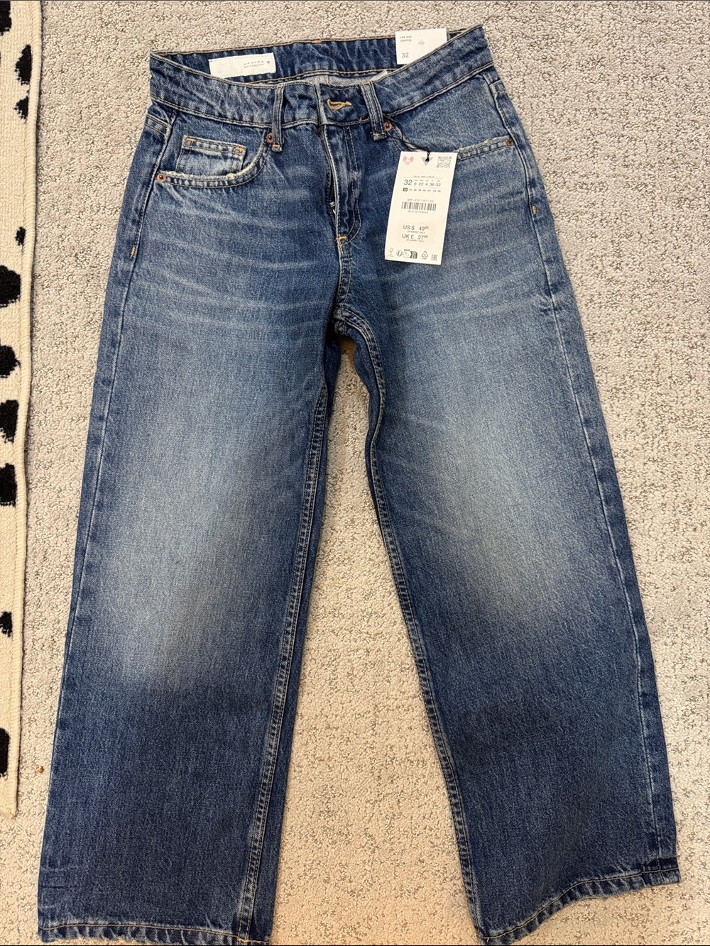 Zara Men's Relaxed Straight-Leg Jeans - Medium Blue Wash